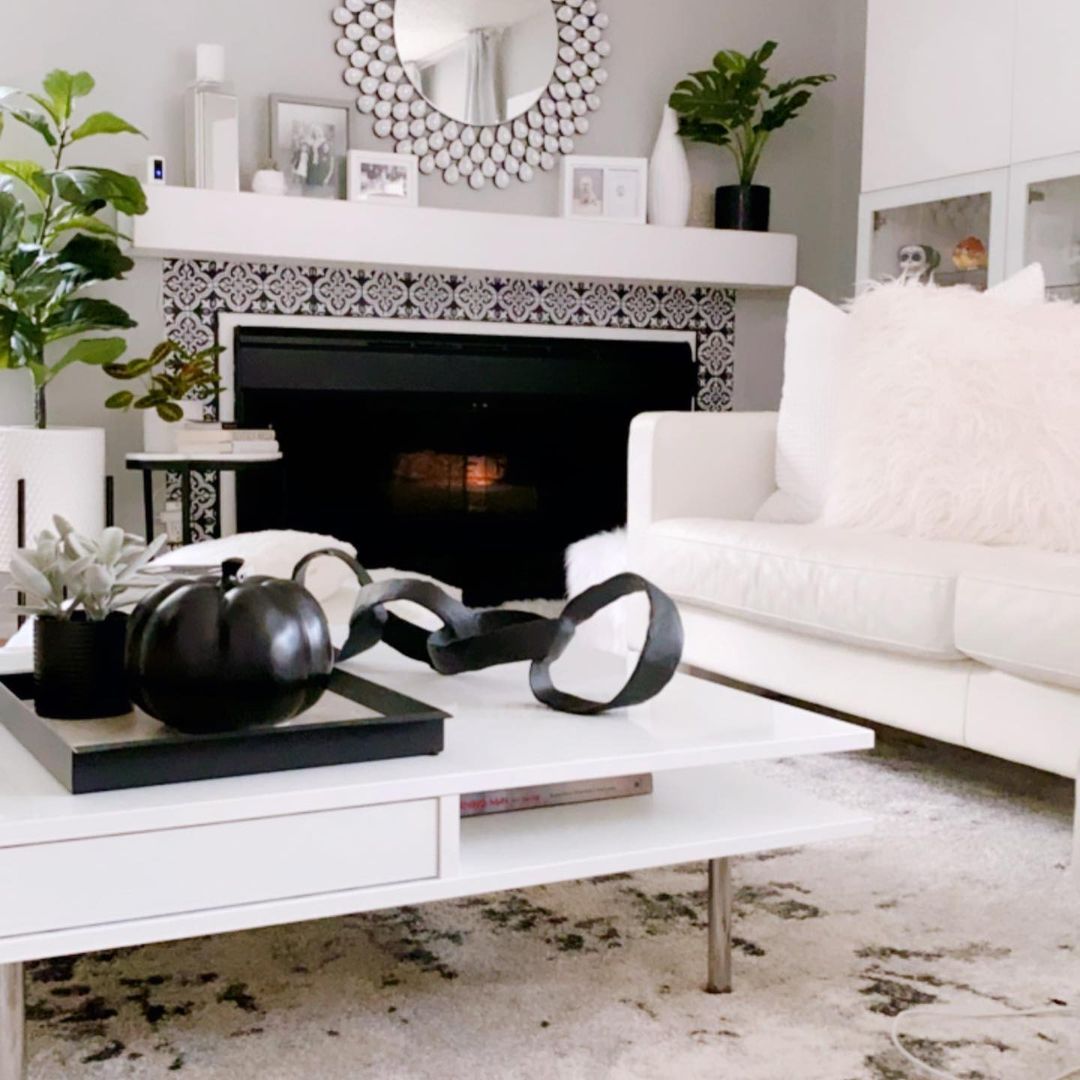 ideas para chimeneas de salon en blanco y negro