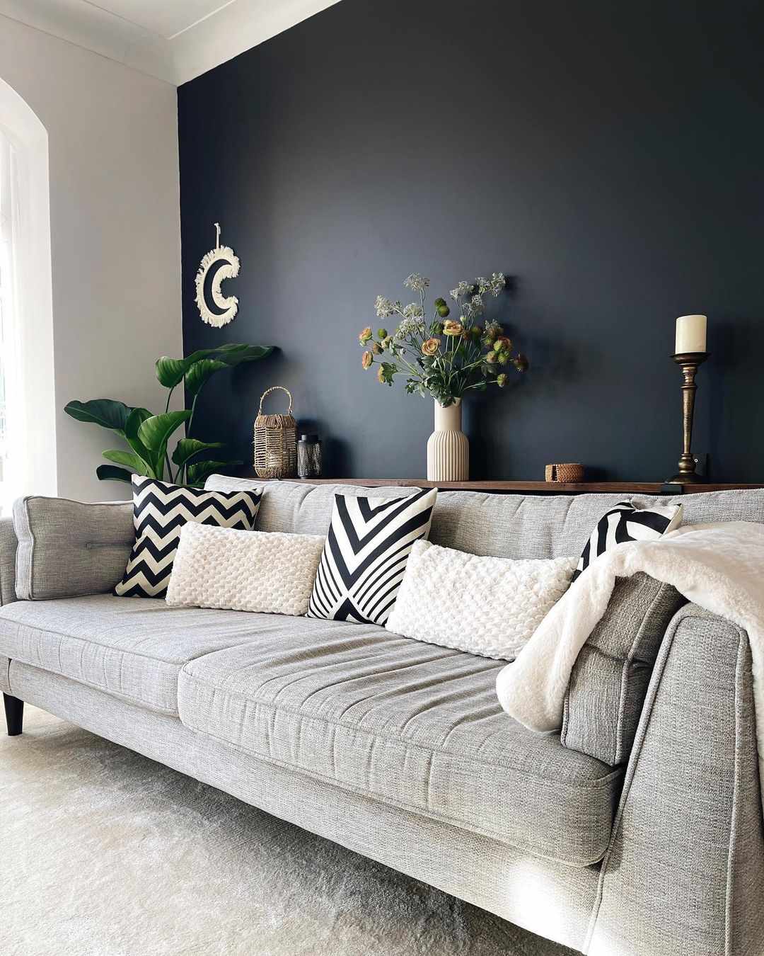 ideas de cojines en blanco y negro para la sala de estar