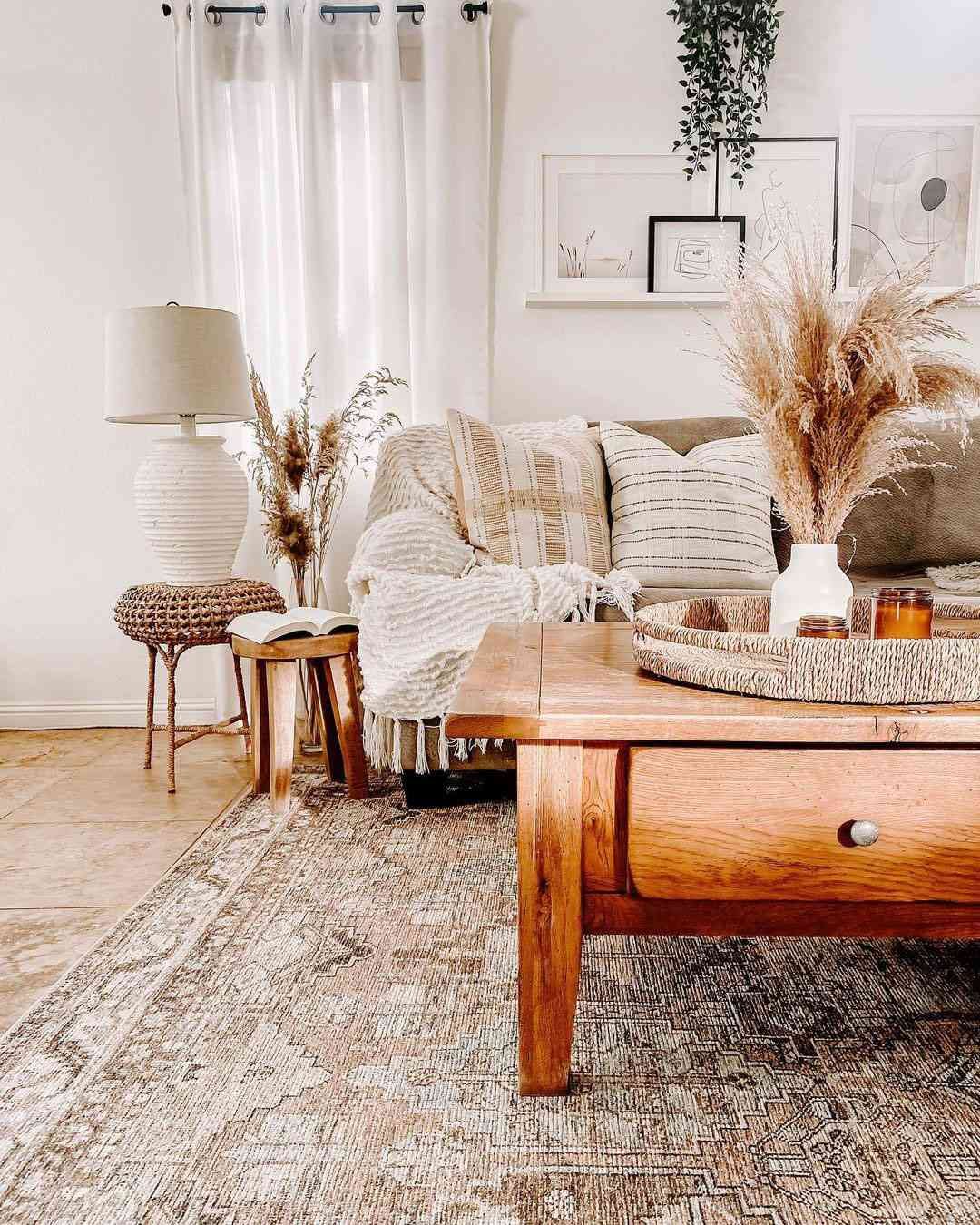 ideas de decoración de salones de otoño de estilo boho