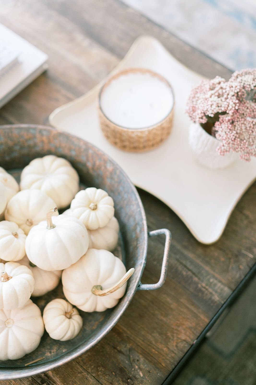 Un cubo lleno de calabazas blancas