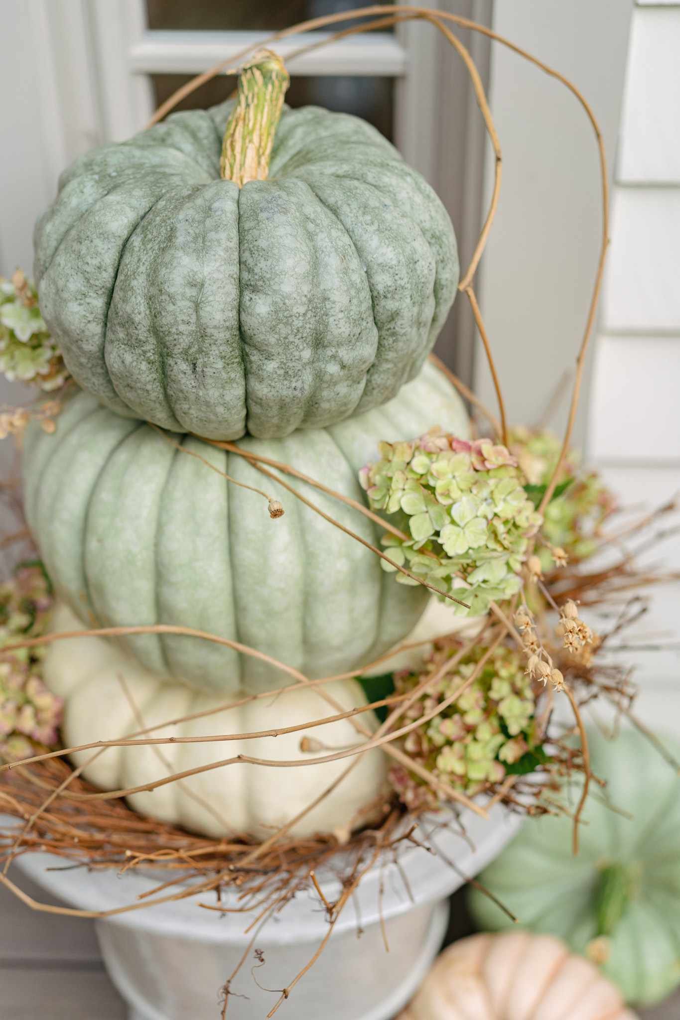 Una maceta de calabazas de otoño DIY