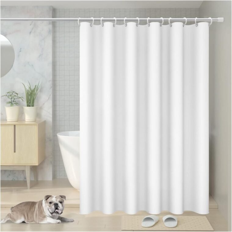 Vinabo Cortina de Ducha 180 x 200 cm, Cortinas Baño Tela Impermeable Antimoho con 12 Ganchos PEVA, Cortina Ducha para Baño, Bañera