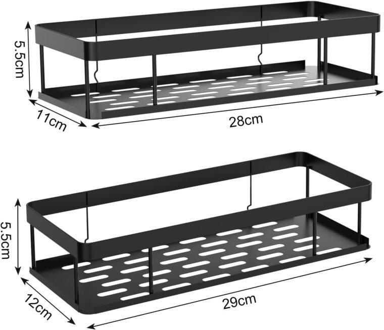 UUlioyer Estanteria Baño, Resistente al Agua y al Oxido, 2 Piezas Estanteria Ducha sin Taladro, Organizador Ducha para Champú y Gel de Baño, Negro (versión básica) - Imagen 5