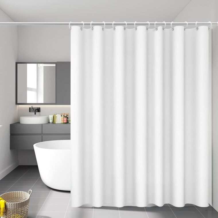 Vinabo Cortina de Ducha 180 x 200 cm, Cortinas Baño Tela Impermeable Antimoho con 12 Ganchos PEVA, Cortina Ducha para Baño, Bañera - Imagen 4