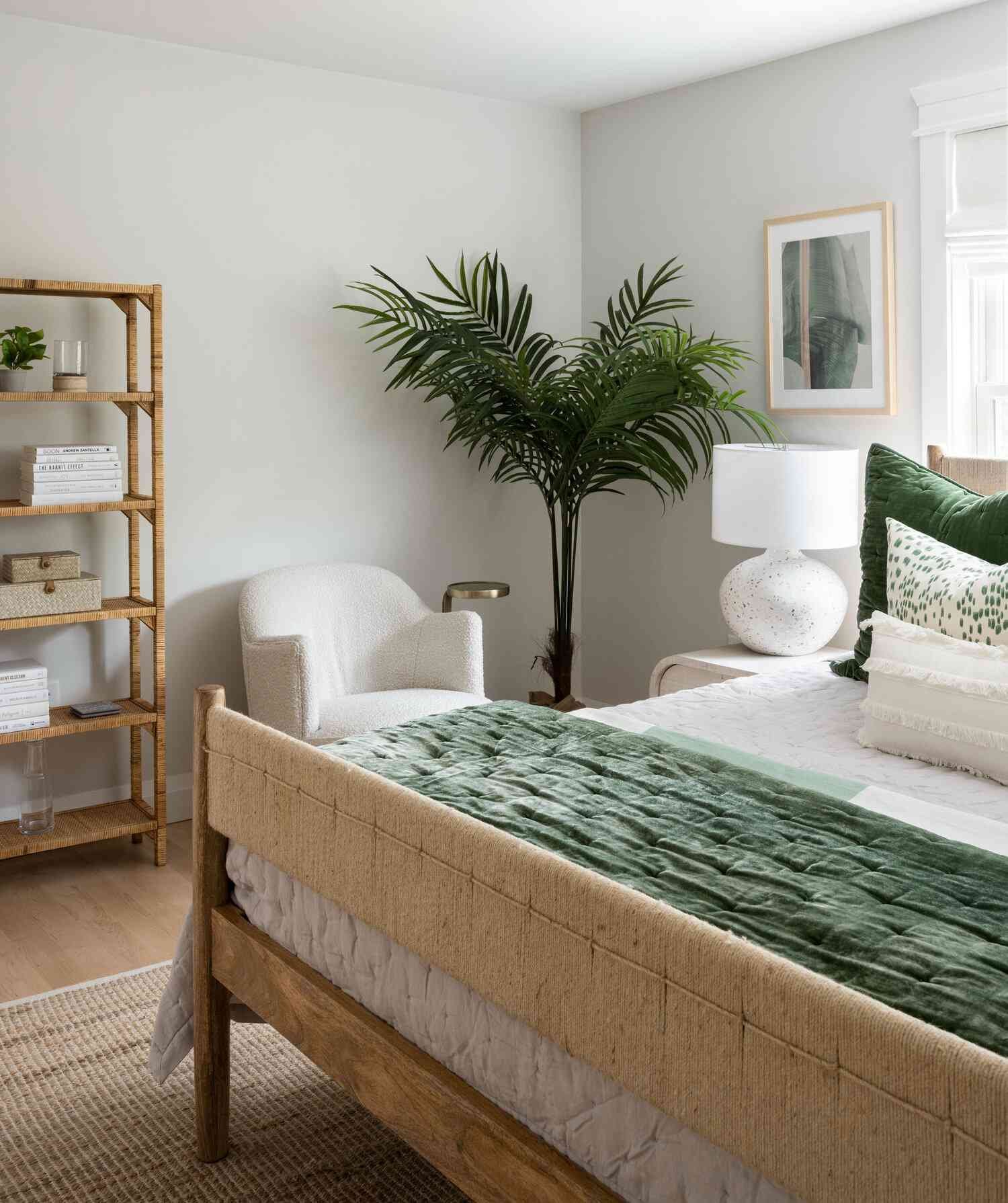 ideas para un dormitorio verde costero