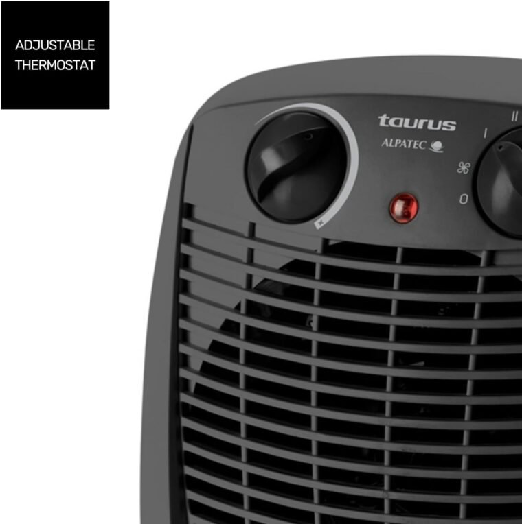 Taurus Alpatec New Gobi - Calefactor, 2000W, 2 intensidades, función ventilador, termostato regulable, protector térmico de seguridad, piloto luminoso, asa de transporte, hasta 20m2, negro - Imagen 5