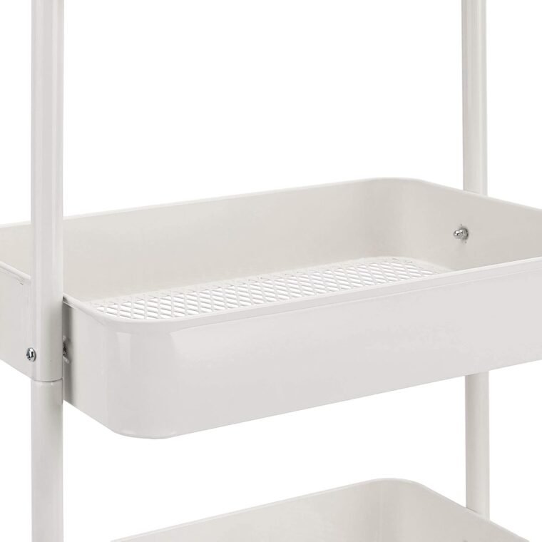 Amazon Basics - Carrito de cocina o multiuso de tres niveles con ruedas en blanco - Imagen 5