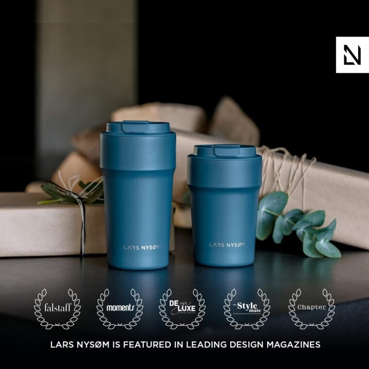 LARS NYSØM Taza térmica café para llevar | Termo Café para llevar de 0,38 litros con aislante | Travel mug de acero inoxidable a prueba de fugas para el café y el té (Aqua Turquoise, 380ml) - Imagen 3