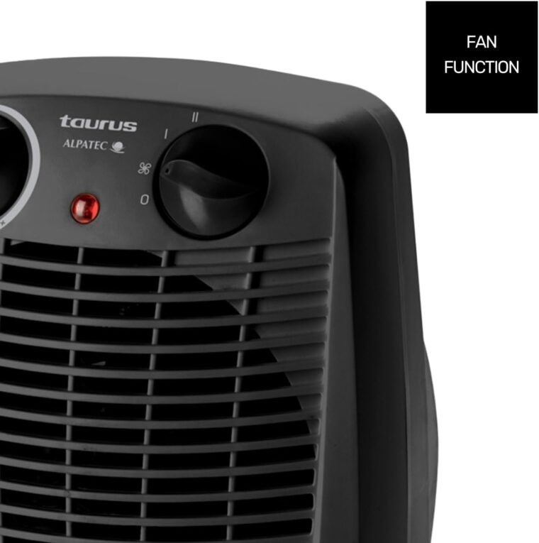 Taurus Alpatec New Gobi - Calefactor, 2000W, 2 intensidades, función ventilador, termostato regulable, protector térmico de seguridad, piloto luminoso, asa de transporte, hasta 20m2, negro - Imagen 4