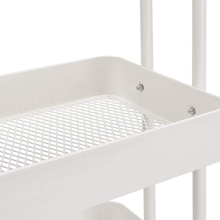 Amazon Basics - Carrito de cocina o multiuso de tres niveles con ruedas en blanco - Imagen 6