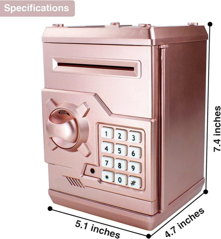 HUSAN Hucha electrónica para niños con código electrónico de cerditos, Mini cajero electrónico para Monedas ATM, Caja de Monedas, Juguete Divertido Regalo (Oro Rosa) - Imagen 3