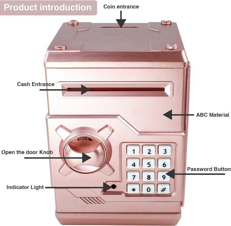 HUSAN Hucha electrónica para niños con código electrónico de cerditos, Mini cajero electrónico para Monedas ATM, Caja de Monedas, Juguete Divertido Regalo (Oro Rosa) - Imagen 4