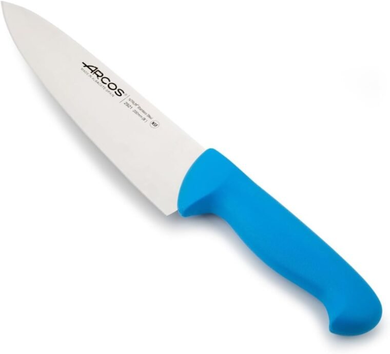 Arcos Cuchillo Cheferies 2900 - Hoja Acero Inoxidable Nitrum 8" con Mango Polipropileno Azul - Ergonómico y Plateado para Uso Pesado -istema identificación Color para una Mejor higiene.