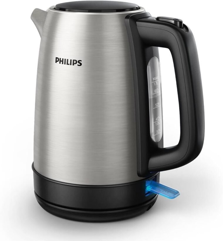 Philips Hervidor de Agua - 1.7L, Tapa con Resorte, Indicador Luminoso, Acero Inox, Base con Giro (HD9350/90) - Imagen 2