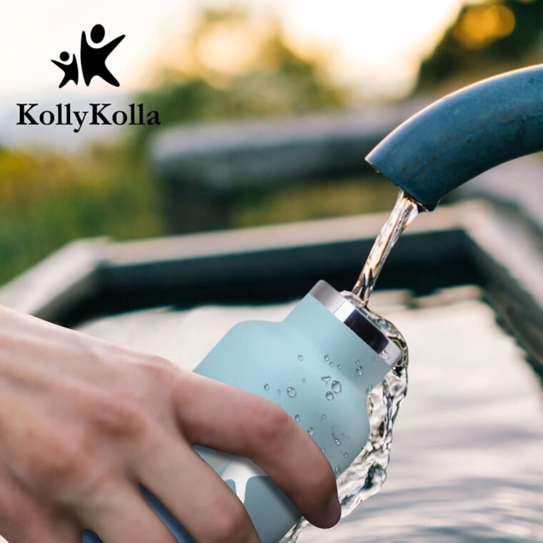 KollyKolla Botella Termica 1 litro, Botella Agua Acero Inoxidable con Pajita y Filtro, Cantimplora Sin BPA, Reutilizable, Doble Pared al Vacío a Prueba de Fugas, Termo para Deporte, Gimnasio, Viaje - Imagen 7