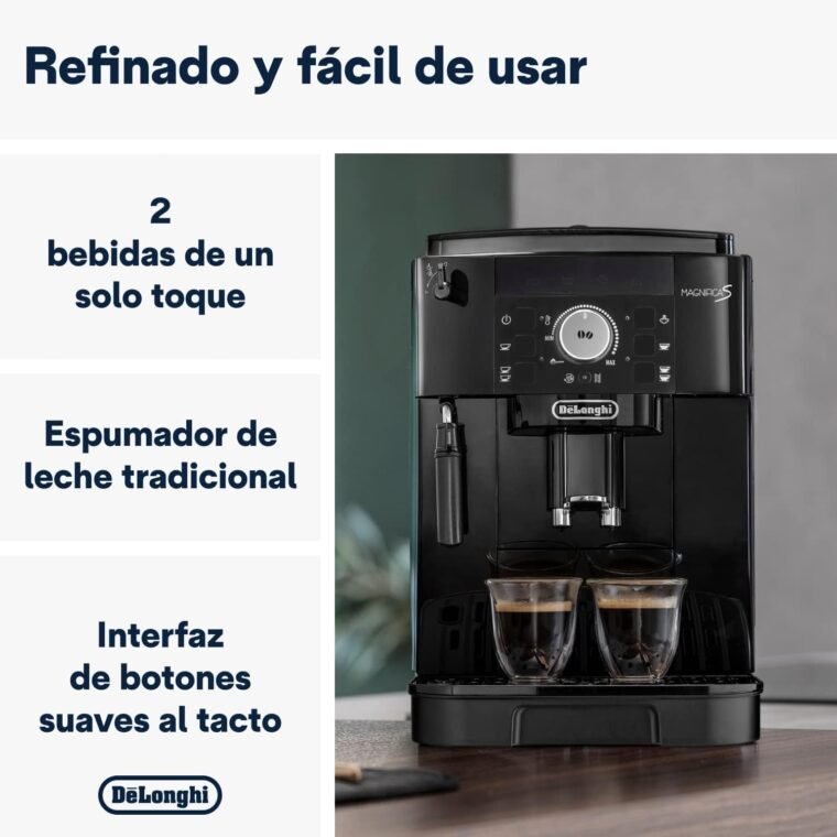 De'Longhi Magnifica S ECAM11.112.B, Cafetera Superautomática con Boquilla para Leche, Cafetera Espresso del Grano a la Taza con 2 Recetas One-Touch, Panel de Control Soft-Touch, 1450W, Negro - Imagen 2