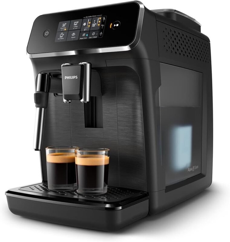 Philips Serie 2200 Cafetera Superautomática - Espumador de Leche Clásico, 2 tipos de café personalizables, Display Táctil, Negro Mate (EP2220/10) - Imagen 2