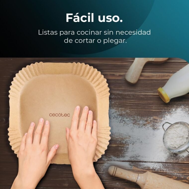 Cecotec Accesorios de Papel para Freidora de Aire sin Aceite Cecofry Paper Pack. Múltiples aplicaciones, 150 Piezas,. Material Seguro y Sostenible, Mejor limpieza, Fácil de Usar - Imagen 9