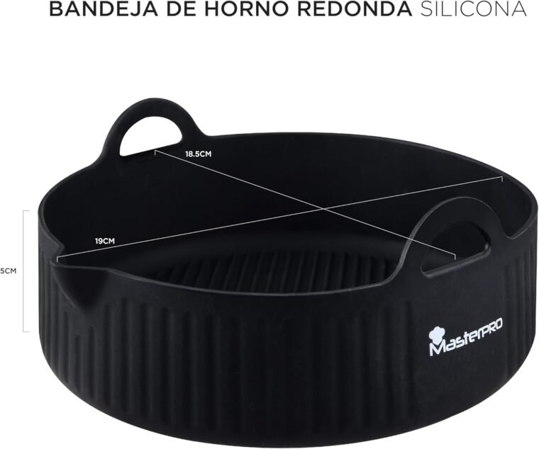 MasterPro FOODIES COLLECTION - Bandeja de Horno Redonda 18.5x19x5.5 cm Silicona - Alta Resistencia a Temperaturas - Antiadherente - Asas Laterales para Seguridad - Imagen 2