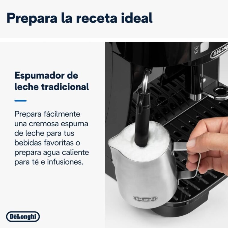 De'Longhi Magnifica S ECAM11.112.B, Cafetera Superautomática con Boquilla para Leche, Cafetera Espresso del Grano a la Taza con 2 Recetas One-Touch, Panel de Control Soft-Touch, 1450W, Negro - Imagen 4