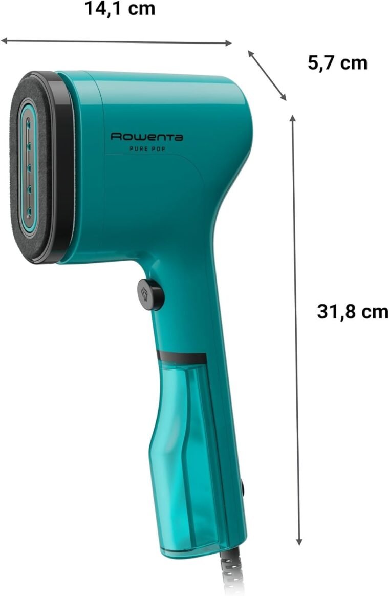 Rowenta Pure Pop DR2024 - Cepillo de vapor de 1300 W con salida de vapor de hasta 20 gr/min que plancha y purifica, elimina pelusas y pelo, cabezales reversibles, diseño para viaje, color verde - Imagen 2