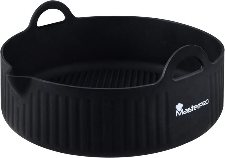 MasterPro FOODIES COLLECTION - Bandeja de Horno Redonda 18.5x19x5.5 cm Silicona - Alta Resistencia a Temperaturas - Antiadherente - Asas Laterales para Seguridad