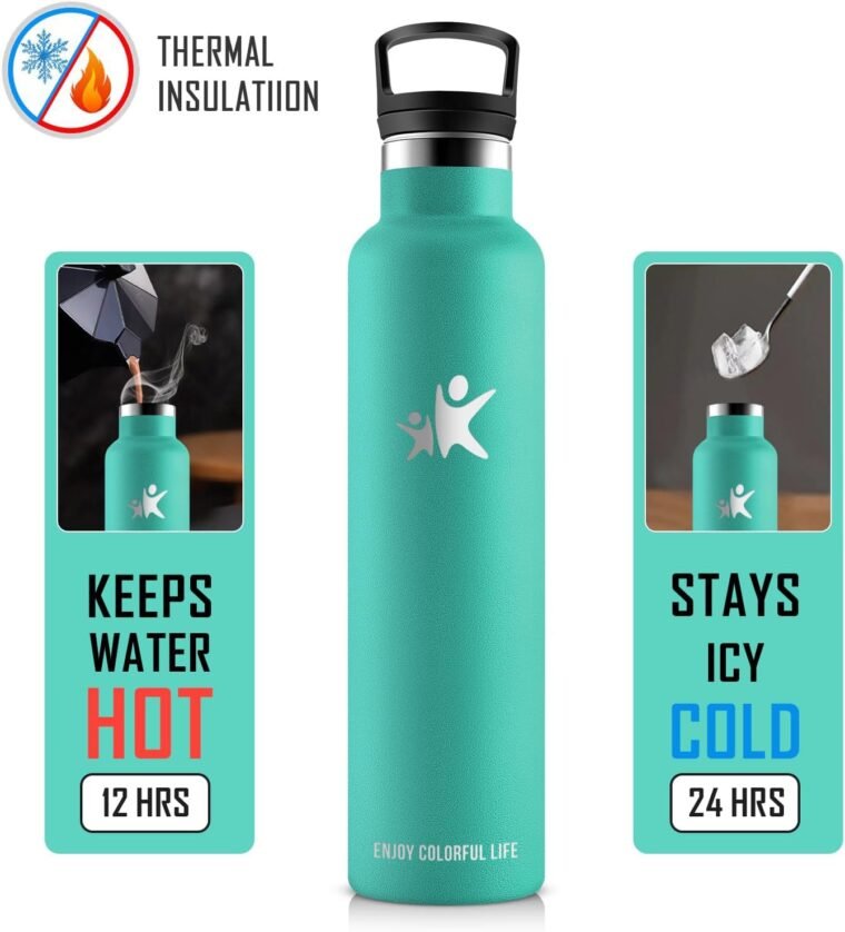 KollyKolla Botella Termica 1 litro, Botella Agua Acero Inoxidable con Pajita y Filtro, Cantimplora Sin BPA, Reutilizable, Doble Pared al Vacío a Prueba de Fugas, Termo para Deporte, Gimnasio, Viaje - Imagen 3