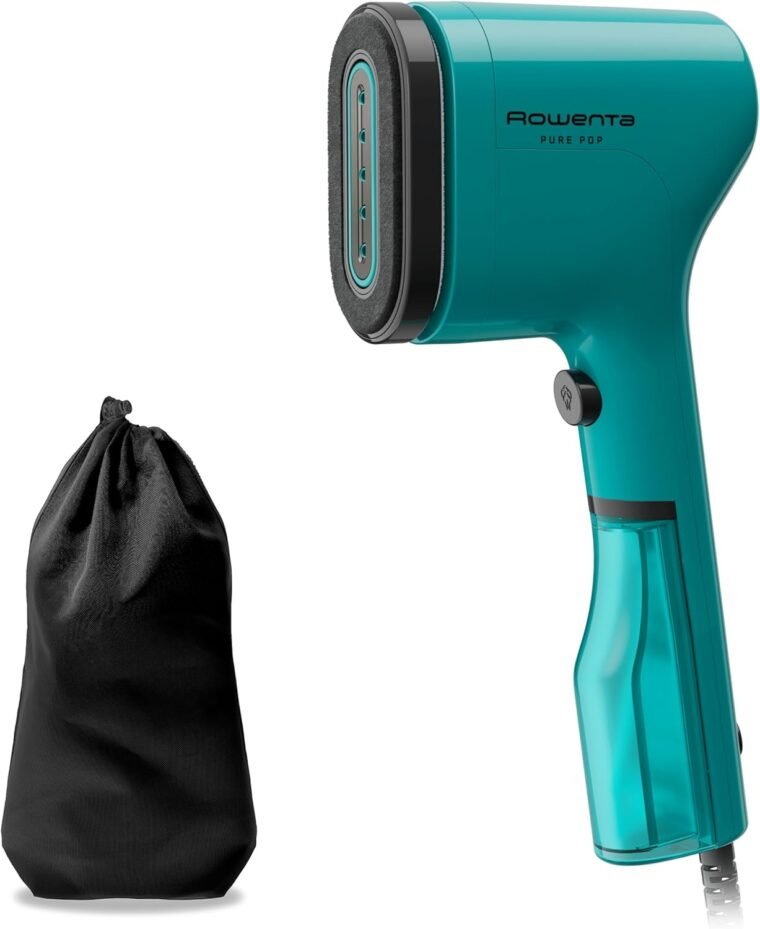 Rowenta Pure Pop DR2024 - Cepillo de vapor de 1300 W con salida de vapor de hasta 20 gr/min que plancha y purifica, elimina pelusas y pelo, cabezales reversibles, diseño para viaje, color verde