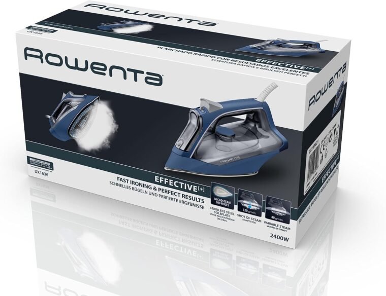 Rowenta plancha vapor Effective + DX1636 plancha de vapor de 2400 W, golpe de vapor, suela acero inoxidable antiarañazos, función antigoteo, ajuste manual, asa ergonómica, punta precisión - Imagen 8