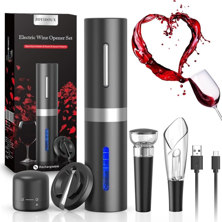 Sacacorchos eléctrico usb 6 en 1, abridor de botellas de vino, abrebotellas inalámbrico, juego con cortador de papel y tapón de vacío y cable de carga USB