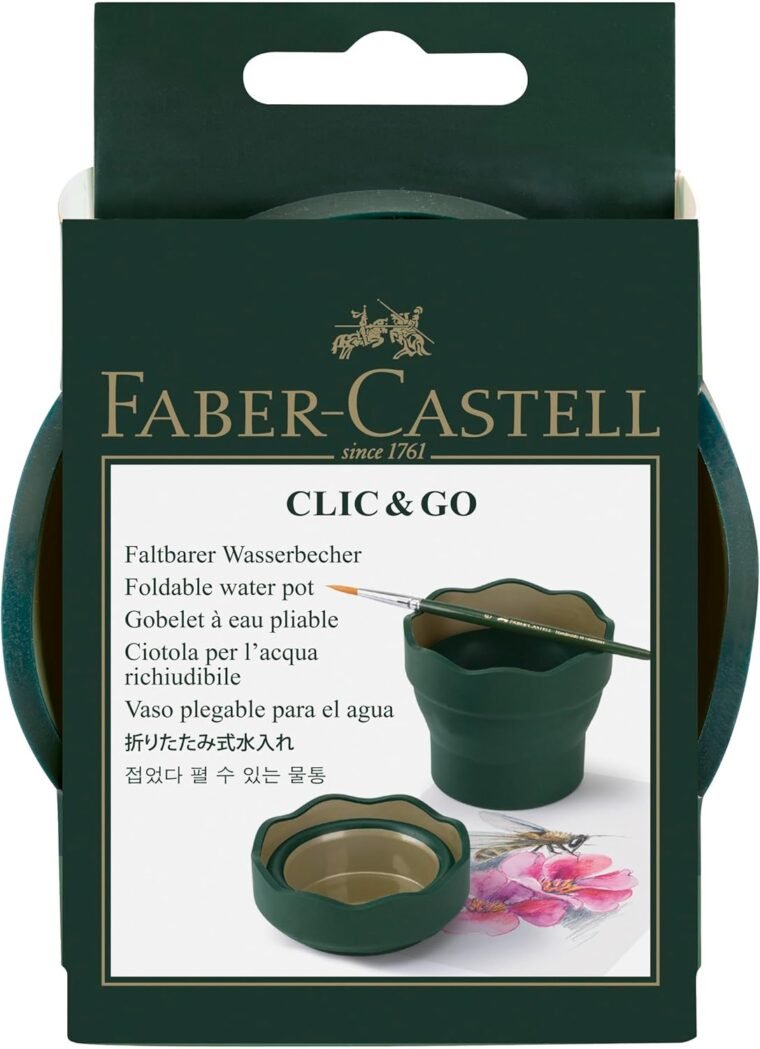 Faber-Castell 181520 - Vaso para el agua Clic & Go plegable fácil de guardar, color verde y oro