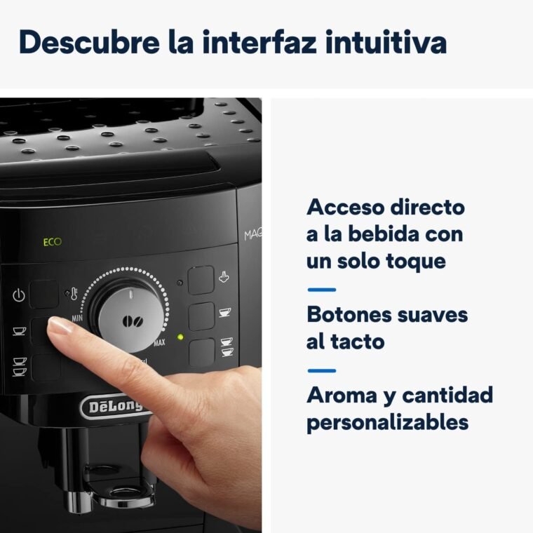 De'Longhi Magnifica S ECAM11.112.B, Cafetera Superautomática con Boquilla para Leche, Cafetera Espresso del Grano a la Taza con 2 Recetas One-Touch, Panel de Control Soft-Touch, 1450W, Negro - Imagen 5