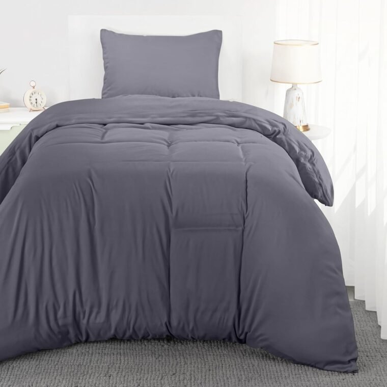 Utopia Bedding Funda Nordica Cama 90 - Microfibra Juego de Funda de Edredon 135x200 cm y 1 Funda de Almohada 50x75 cm (Gris) - Imagen 3