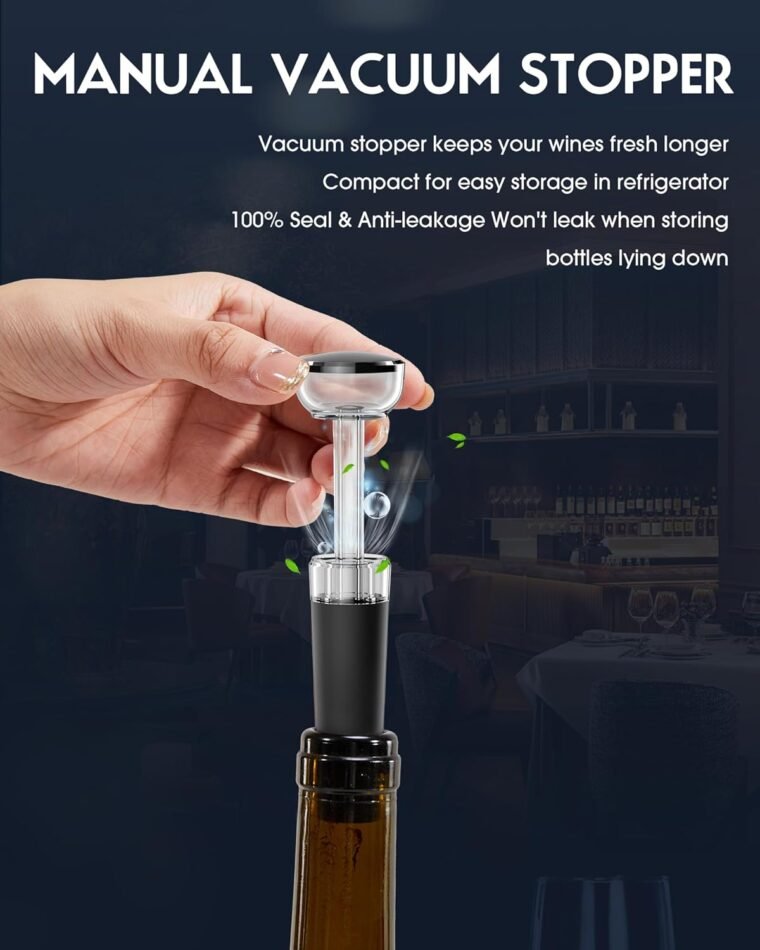 Sacacorchos eléctrico usb 6 en 1, abridor de botellas de vino, abrebotellas inalámbrico, juego con cortador de papel y tapón de vacío y cable de carga USB - Imagen 5