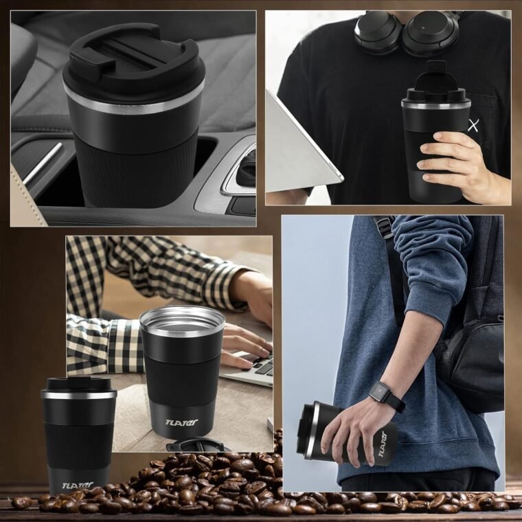 Tlater Termo para Cafe, 380ml/13oz Vaso Termico Cafe para Llevar con Tapa - Taza Termo - Acero Inoxidable al Vacío de Doble pared Termo Cafe Pequeño para Bebidas Frías y Calientes, Café, Agua y Té - Imagen 8