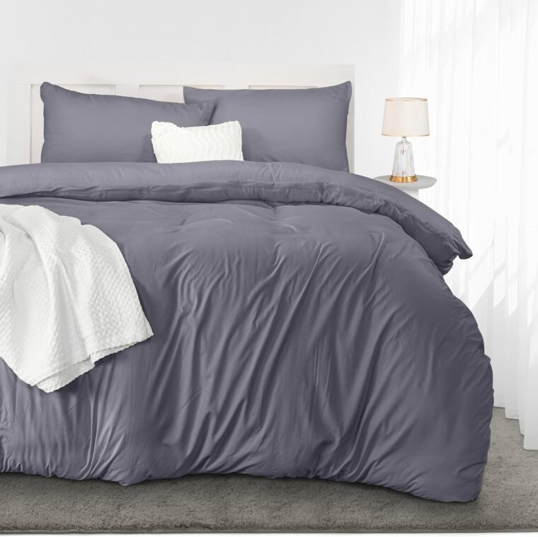 Utopia Bedding Funda Nordica Cama 150 - Microfibra Juego de Funda Edredon 230x220 cm y 2 Fundas de Almohada 50x75 cm (Gris) - Imagen 3