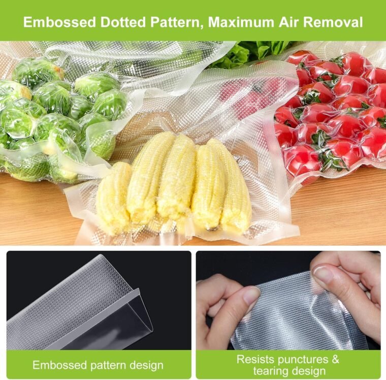 Bonsenkitchen 2 Rollos Bolsas Vacio Alimentos para Envasadora al Vacío, 30 x 600cm Bolsas Gofradas para Conservación de Alimentos y Sous Vide Cocina, BPA Free, VB3216 - Imagen 5