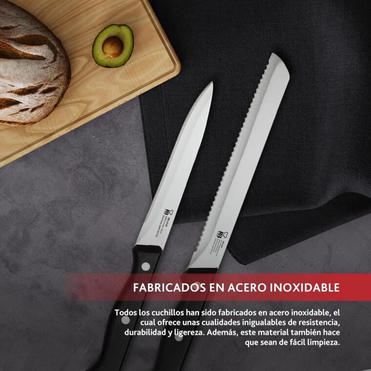 RENBERG Tenessy | Cuchillos de Cocina | Set Completo de 15 Piezas con Tacoma de Madera | Perfectos para Cortar Todo Tipo de Ingredientes | Cocina Profesional | Fabricados en Acero Inoxidable - Imagen 7