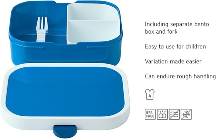 Mepal - Fiambrera Campus - Bento Box para Niños - Lonchera con Compartimento Bento y Tenedor - Fiambrera con Cierre de Clip - Sin BPA y apta para Lavavajillas - 750 ml - Blue - Imagen 3