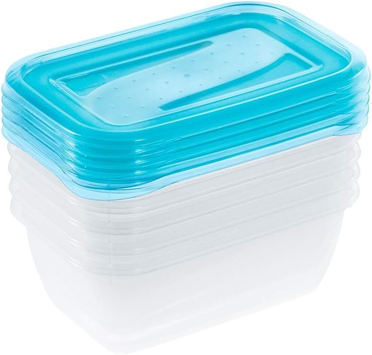 keeeper Set de 5 Fiambreras, 5 x 500 ml, 15,5 x 10,5 x 6 cm, Fredo Fresh, Azul transparente - Imagen 2