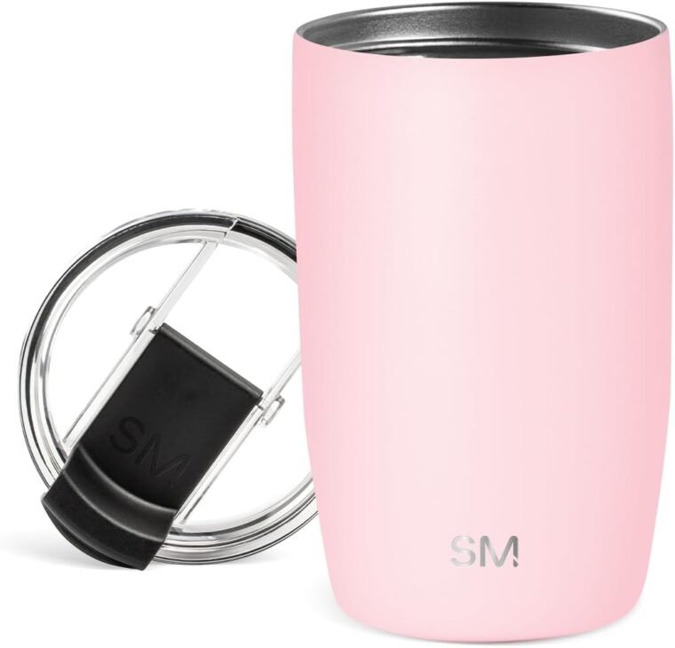 Simple Modern Travel Coffee Mug Tumbler with Clear Flip Lid | Reusable Insulated Stainless Steel Thermos Cold Brew Iced Coffee and Tea Cup | Voyager Collection | 12oz (350ml) | Blush