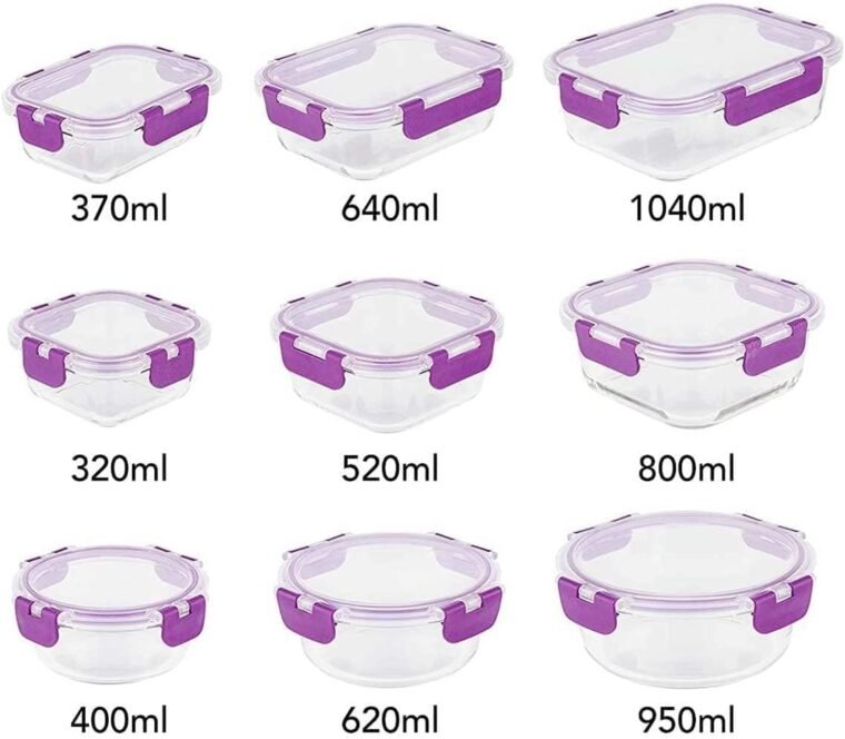 Recipientes de Cristal Para Alimentos - 18 Piezas (9 recipientes y 9 tapas) - Apto para lavavajillas, Microondas y congelador - a prueba de fugas y sin BPA - Aprobado por la FDA y el FSC - Imagen 2