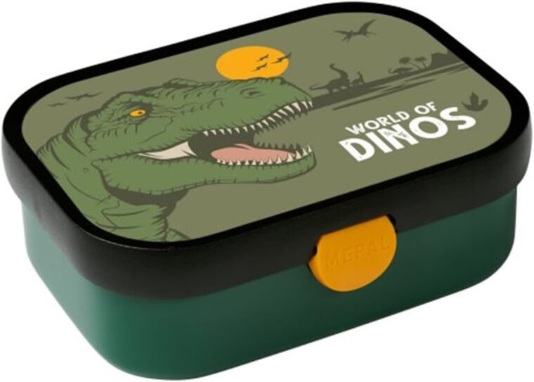 Mepal - Fiambrera Campus - Bento Box para Niños - Lonchera con Compartimento Bento y Tenedor - Fiambrera con Cierre de Clip - Sin BPA y apta para Lavavajillas - 750 ml - Dino