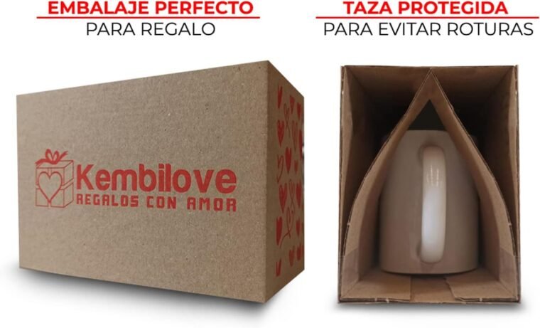 Kembilove Tazas de Cerámica, de Desayuno para Parejas – Taza de Café Rojas con Mensaje Mi lugar favorito en el mundo es a tu lado – Regalos Originales para Regalar en San Valentín - Imagen 2