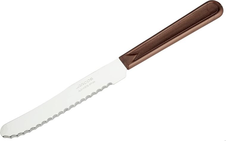 Arcos Cuchillo de Mesa con Hoja de Acero Inoxidable de 110mm y Mango de Polipropileno. Cuchillo Ligero para el Servicio de Carne. Color Marrón - Imagen 3