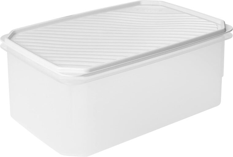 TATAY - Contenedor de alimentos rectangular de gran capacidad con tapa flexible blanca, libre de BpA, 4,7 L