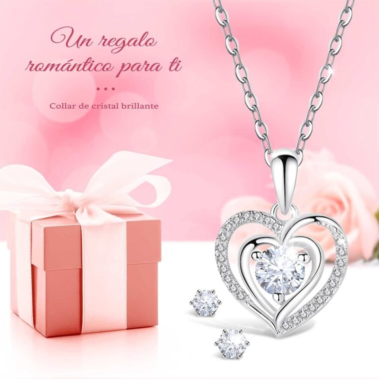 Sunia Rosa Real Eterna,Rosa Eterna Flores Preservadas con Collar y Pendientes de Corazón Plata de Ley 925,Rosa Real Hecho a Mano para Mujer Mamá Abuela,Regalo del Dia de la Madre San Valentin Navidad - Imagen 3