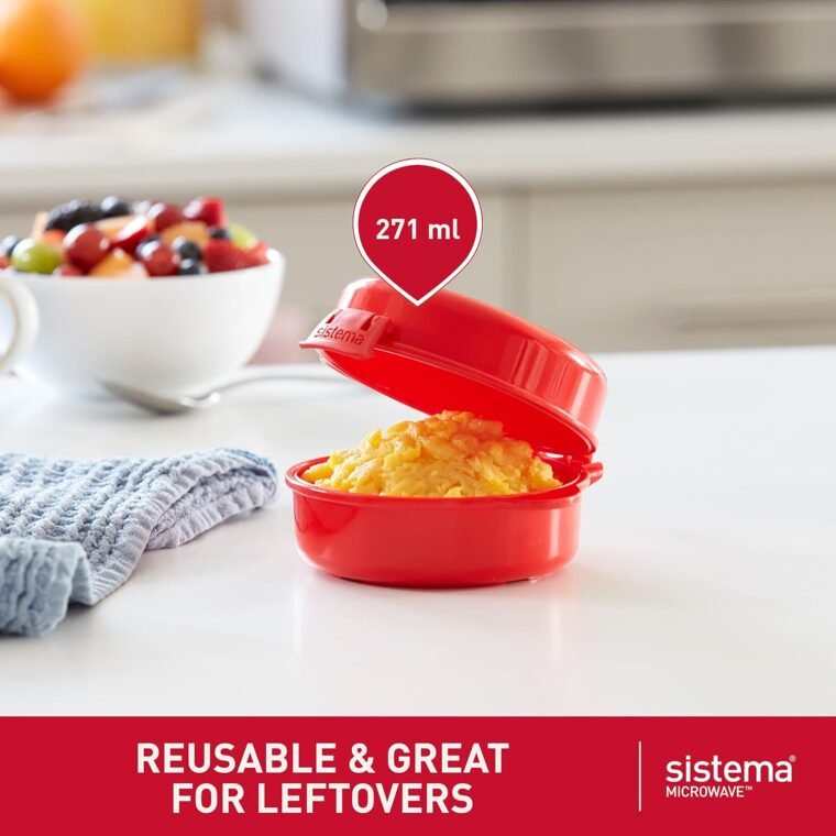 Sistema utensilio para cocinar huevos para microondas | Recipiente para alimentos apto para microondas | 271 ml | Sin BPA | Rojo - Imagen 5