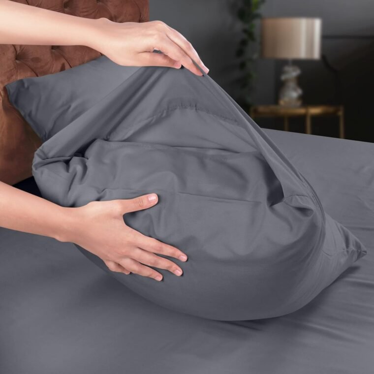 Utopia Bedding Juego de Sabanas 4 Piezas 135x190 - Poliéster Microfibra Cepillada - Sábana Bajera, Sábana Plana y 2 Fundas de Almohada 50x75 (Cama 135, Gris) - Imagen 6