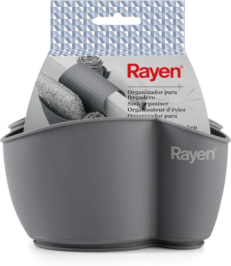 Rayen Gris Organizador Resistente y Flexible | para Doble Fregadero, Polietileno, Medida: 12,5 x 9,5 cm